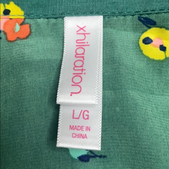 Xhilaration Green Floral Long Sleeve Dress Size L - Picture 7 of 7